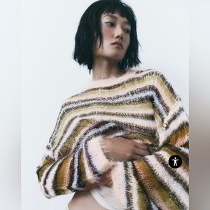 NWT Zara Striped Drop Stitch Knit Sweater